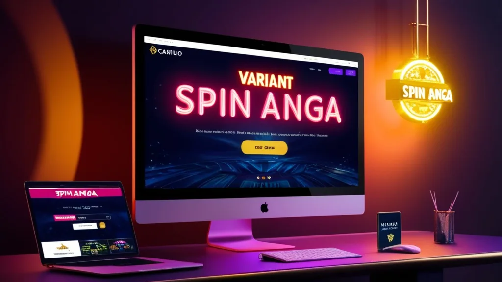 Écran de connexion avec la variante Spin Anga dans un casino sombre
