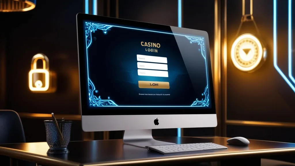 Écran de connexion Spinanga dans un décor de casino sombre